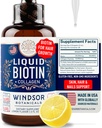 Biotine liquide pour le collagène de croissance capillaire - Biotine Liquide 10 000 mcg Collagène 5 000 mcg Liquide extra-fort - Collagène liquide et gouttes de biotine pour la croissance capillaire - Biotine et gouttes de collagène pour les femmes - 2oz