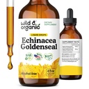 Teinture de Seaux d'Or d'Echinacea sauvage et biologique - gouttes de soutien immunitaire avec Echinacea et extrait de racine de Seal d'Or - Vegan, sucre et sans alcool - 4 fl oz