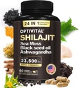 Shilajit biologique pur himalayen pour hommes et femmes Moss de mer, huile de graines noires, Ashwagandha, Rhodiola & Burdock, Ginseng Cordyceps & Biloba, Nettle & Turmeric (sans remplissage) (60 capsules)