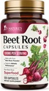 Capsules de racines de betterave 1300mg - Supplément de poudre de betterave rouge extra-forte – soutient la production d'oxyde nitrique, la santé cardiaque et l'énergie naturelle – sans OGM, végétalien, sans gluten – 120 capsules de légumes