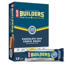 CLIF BUILDERS + barres protéiques de caféine - Chocolate Chip Cookie Dough Flavor - 20g Protéine végétale - Sans gluten - Non-OGM - Faible glycémique - Pas d'édulcorants artificiels - 2,4 oz (12 pack)