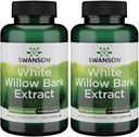 Extrait d'écorce de saule blanc de Swanson - Promotion du soutien articulaire et du soulagement musculaire - Standardisé à 15 % de salicine - Supplément naturel sans irritation d'estomac - (120 capsules, 500 mg chacune) (2 boîtes)