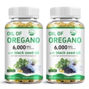 Huile vivante de la nature d'Origan avec huile de graines noires, 2 en 1 supplément d'Origan pour la santé immunitaire, contient le carvacrol concentré et la thymoquinone, non-OGM, 60 Softgels, 2 Pack
