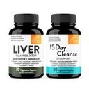 Sandhu's Liver Renew Cleanse Detox Support & 15 Day Gut Cleanse Support Supplément diététique pour les femmes et les hommes