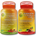 Quercetine avec Bromelain, Vitamine C & Zinc + Vitamine Liposomique C 1500mg – Ensemble de soutien immunitaire avec cerise acérola biologique, Camu Camu & Citrus Bioflavanoïdes – Vegan, Non-OGM, Clean Wellness Support