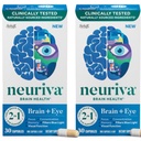 NEURIVA Cerveau + supplément oculaire pour mémoire, focus et concentration avec la lutéine et la zéaxanthine testées cliniquement, vitamines A C & E + zinc pour la santé des yeux et filtre Blue Light 30 capsules de comptage (2 pack)