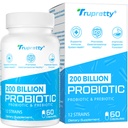200 milliards de Cfus 12 souches probiotiques, avec 3 prébiotiques organiques, probiotiques pour les femmes hommes, supplément quotidien pour immune, Gut, santé digestive, plateau stable, non OGM, 60 capsules (60 jours d'approvisionnement)
