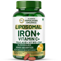 HIMALAYAN ORGANICS Organics Chelat Iron mit Vitamin C,B12,Zinc & Folic Acid | Boost Hemoglobin Levels | Verbessert Konzentrationsniveau, Energie & Blut Building-120 Veg Tablets
