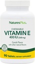 NaturesPlus Vitamine E à croquer - 400 iu, 90 comprimés végétariens - Saveur de caroube naturelle - Fonction cardiovasculaire saine, défense gratuite et bien-être général - Sans gluten - 90 portions