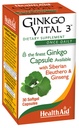 HealthAid Ginkgo Vital 3 – Ginkgo Biloba, Eleuthero de Sibérie et Ginseng de Coréen soutient la clarté mentale et la circulation