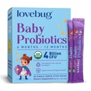 LOVEBUG Probiotiques pour bébés - Probiotiques pour bébés biologiques 6-12 mois pour le soutien immunitaire bébé, gaz, colique, diarrhée et de la constipation infantile soulagement sans sucre, poudre sans goût, 30 pack
