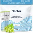 Paquets d'hydratation Nectar - Paquets de poudre d'électrolytes - Sans sucre & 0 Calorie - Bâtons d'hydrates liquides de fruits biologiques pour déshydratation et réhydratation rapide (paquet 18)