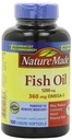 Naturgemachtes Fischöl 1200mg, 360mg Omega-3 100 Liquid Softgels (3 Pack)