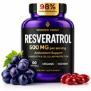 Supplément Resveratrol 500mg – 98% Trans Resveratrol 1000mg Complexe organique – NAD Résvératrol Antioxydants et supplément anti-vieillissement pour la santé cardiaque, lifting mémoire, formule de bien-être, soutien cellulaire sain