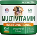Hunde-Vitamine + Glucosamin - Kaubare Multivitamine + Probiotika, Omega - Hip & Joint Support, Skin & Coat, Gut Health - Adult & Senior - Large & Small Breed - 120 Chews