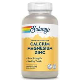 SOLARAY Calcium Magnesium Zink-Ergänzung - mit Calcium 1000mg, Magnesium 500mg - Knochengesundheit, Muskelfunktion, Herzgesundheit und Immununterstützung - Vegan, 60 Tage Garantie, 62 Servietten, 250 VegCaps