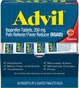 Advil Ibuprofen, 200mg, 50 Packets of 2 Coated Tablets (Pack of 5)