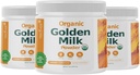 Bio-Goldene Milchpulver mit Vitaminen D3 & K2, Kurkuma, Ginger, Curcumin, Cinnamon, KSM66 Ashwagandha, Heilige Basilikum & Natürliche Präbiotika– Delicious Unsweetened Turmeric Tea Latte - 3 Pack