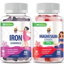Gommies de magnésium 500mg et Gommies de fer pour adultes - Vitamines de fer avec vitamine C