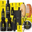 Le Bard Club Premium Beard Kit pour hommes - Grooming & Care Kit - Cèdre et huile de bois de santal, baume de bois de santal, shampooing, brosse, peigne, ciseaux de taille, rasoir à bord droit - Cadeau