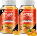 Kurkuminische Curcumin-Gummien mit Ginger & Black Pepper Vegan Pektin Formel für Immun-Boost, Gesunde Haut & Gelenk Unterstützung Kaubare Ergänzung für Erwachsene & Teens (2-Pack)