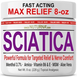 Crème Nerve Sciatica - Crème Confort maximum pour les pieds, les mains, les jambes, les orteils, le dos - Naturel Ultra Strength Arnica, MSM, Mentol, Confort apaisant, Grand 8 Oz