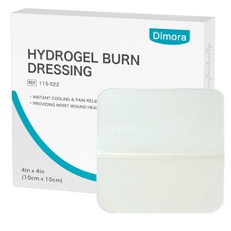 Dimora Hydrogel Burn Dressing 4" x 4" - Dressing Burn and Wound Relief de refroidissement instantané pour brûlures et blessures mineures, tampons apaisants pour brûlures au 1er-2ème degré, coupures, abrasions(10 comte)