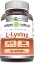 Erstaunliche Formeln L-Lysine 500 mg Kapseln Aminosäure Ergänzung | Non-GMO | Gluten Free | Made in USA (500 Count)