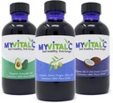 MyVitalC Combo d'huile d'olive extra vierge biologique, MCT & huile d'avocat - Supplément antioxydant ESS60 - pour anti-âge, la longévité, le sommeil, l'énergie - Pack de 3