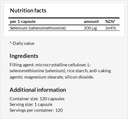 Sélénium 200 μg (Sélénométhionine) - 120 capsules - 4 mois d'approvisionnement - complément alimentaire pour soutenir le système thyroïdien et immunitaire - par MZ