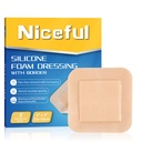 Silikonschaum Dressing 4"x4", Wasserdichte Silikon-Bandagen mit Bordkleber, High Absorbency Bed Sore Bandages Wound Care Dressing (2.5"X2.5" Pad), 5 Packs, FSA HSA Eligible