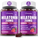 Mélatonine Gommies 20mg pour les adultes - Fort maximum Mélatonine Gommies avec L-Theanine, Magnésium, Omega-3, MSM, D3 & Zinc - Non-Habit Former, Vegan, Non-OGM, Natural Mixed Berry Flavor