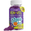 Eisen mit Vitamin C & B12 Gummie (120 Count) Vital für Rote Blutzellbildung | Gum Drop Grape Real Pectin Fruit Chew Supplements | Vegan, Non-GMO, Gluten Free & Gelatin Free