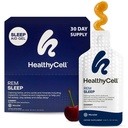 Supplément d'aide au sommeil Healthycell REM pour les adultes - Gel liquide Supplément de sommeil extra-fort avec Melatonine, Magnésium, L-Theanine, GABA & Herbes calmantes naturelles - 30 Gel Packs, Saveur de cerise