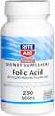 Acide folique du rite, 667 mcg Flate DFE / 400 mcg Acide folique, 250 comprimés Supplément alimentaire