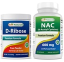 Meilleurs naturels D-Ribose poudre 1 livre et NAC 600 mg