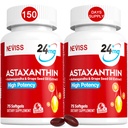 Suppléments d'astaxanthine 24mg, 5 mois d'approvisionnement - noix de coco MCT Huile, source de microalgues fraîches avec huile de graine/grape, Ashwagandha - Antioxydants pour la peau saine, les yeux, le vieillissement - Sans OGM et sans gluten, 150 softgels