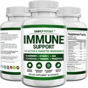 Supplément de soutien immunitaire, 10 en 1 Immunity Booster Blend of Elderberry, Vitamine C, Zinc, Echinacea, Turmeric, Probiotiques & Antioxydants pour la défense immunitaire, la santé respiratoire et digestive, 60 pilules