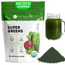 Kate Naturals Bio Super Greens Poudre. Daily Greens Superfood Blend avec des probiotiques et fibre pour les smoothies et le jus (30 portions, 8oz, naturel)