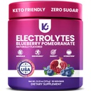 Poudre d'électrolytes de Keppi – Saveur de grenade de bleuet 50 portions – Pas de supplément d'hydratation du sucre avec le potassium, le magnésium, le sodium – Keto, végétalien, ami à jeun, boisson électrolytique Zéro calories