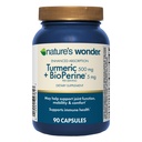 Nature's Wonder Turmeric Supplement with BioPerine - Complexe Turcuma d'absorption améliorée 500mg avec BioPerine 5mg pour la fonction conjointe, la mobilité et le confort, 90 Capsules curcuma végétariennes