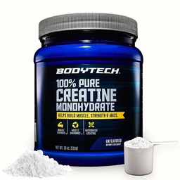 BODYTECH 100% reines Kreatin-Monohydrat-Pulver - Premium Micronized Creatine für verbesserte Muskelkraft und -leistung - unterstützt Muskeln, Erholung und erhöhte Übung (18oz/102 Portionen)