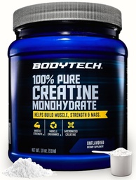 BODYTECH 100% poudre monohydratée de créatine pure - Creatine micronisée premium pour renforcer la force et la performance musculaires - soutient les muscles, la récupération et l'exercice accru (18oz/102)