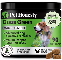Grass Green Max Strength Dog Urine Neutralizer for Lawns - Advanced Lawn Saver Supplement for Severe Yellow Burn Spots & Brown Grass, Urinary Health, DL-Methionine, Probiotics & Enzymes (Duck, 90 Ct)
