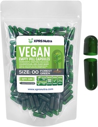 XPRS Nutra Größe 00 Leere Kapseln - 100 Zähler leere vegane Kapseln - Vegetarische leere Pillen - DIY Gemüse Kapsel Füllung- Veggie Pillen Caps (Forest Green)