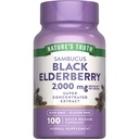 Nature's Truth Black Elderberry Capsules | 100 Count | Super Concentrated Sambucus Extract | Non-GMO und glutenfreie Ergänzung