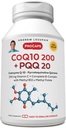 ANDREW LESSMAN Coenzyme Q-10 200 Plus PQQ 20mg - 120 Capsules - maintient les niveaux CoQ10, l'énergie cellulaire optimale, soutient la production d'énergie, le cœur, le cerveau, le foie, le rein, le pancréas. Aucun additif