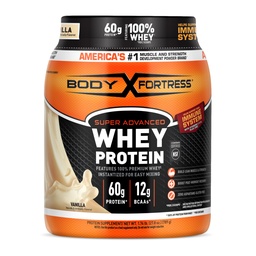 Body Fortress Super Advanced Whey Protein Powder, Vanille, Immune Support (1), Vitamines C & D Plus Zinc, 1,74 lbs