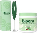Bloom Nutrition Superfood Greens Poudre, enzymes digestives avec probiotiques et prébiotiques, Gut Health, Bloating Relief, Coconut + Lait Frother Mélangeur à main haute puissance