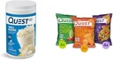 Poudre de protéines Quest et chips - Poudre de lait de vanille (24g de protéines, 1,6lb) + Boîte de variétés de croustilles de tortilla (12ct)